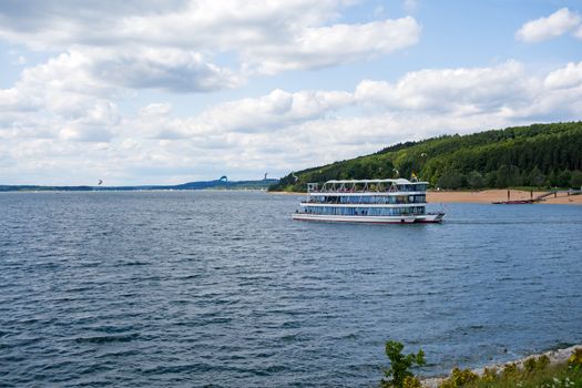 Ferry at the Brombachsee, Bavaria, Germany