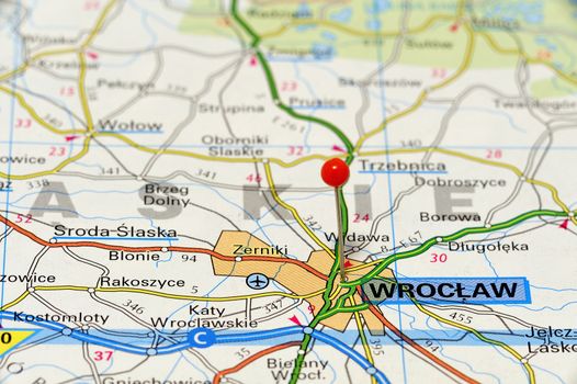 Closeup of Wroclaw. Wrocław is a city in western Poland. It lies at the meeting between the rivers Oder and Ohle.