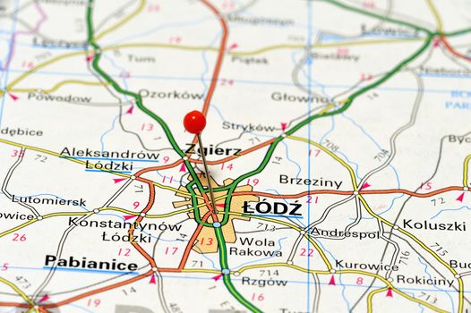 Closeup of Łódź. Łódź is a city located in Poland.