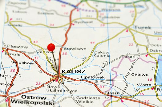 Closeup of Kalisz. Kalisz city of Wielkopolska province in central Poland, situated on the river Prosna.