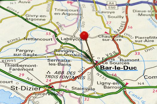 Closeup of Bar-Le-Duc. Bar-Le-Duc is a town in the department of Aube in Champagne-Ardenne region in northeastern France.