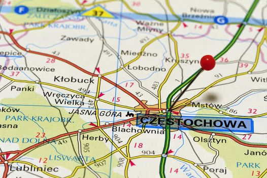 European cities on map series: Czestochowa