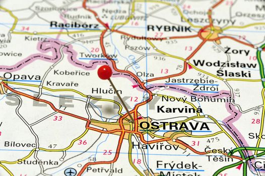 European cities on map series: Ostrava