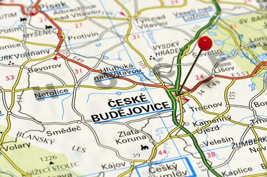 European cities on map series: Ceske Budejovice