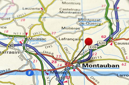 European cities on map series: Montauban.