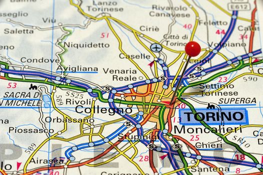 European cities on map series: Torino