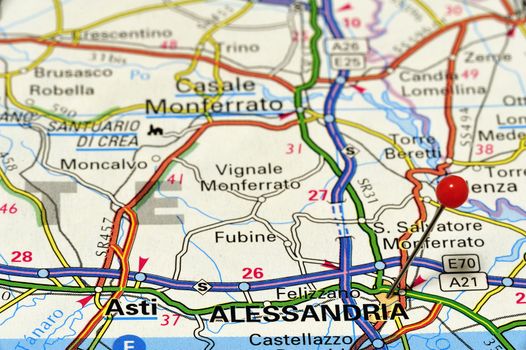 European cities on map series: Alessandria