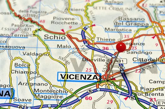 European cities on map series: Vicenza