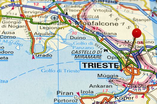 European cities on map series: Trieste