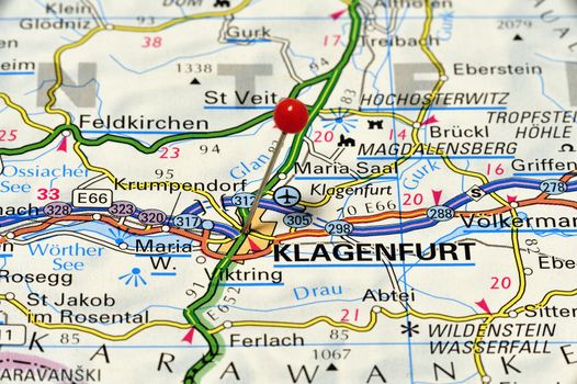 European cities on map series: Klagenfurt