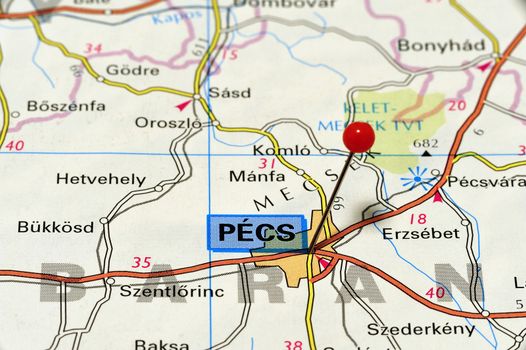 European cities on map series: Pecs