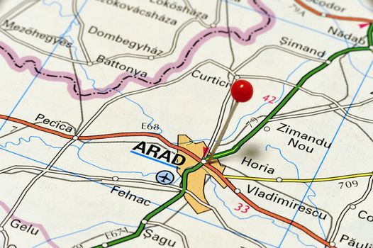 European cities on map series: Arad