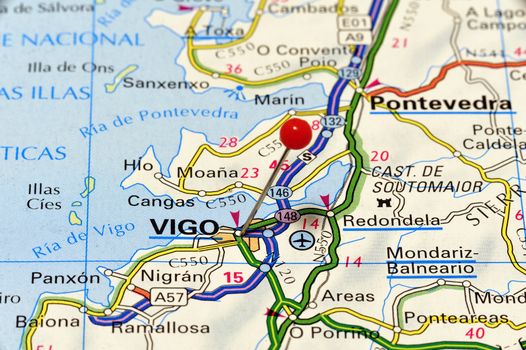 European cities on map series: Vigo