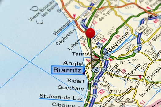 European cities on map series: Biarritz