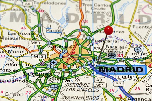 European cities on map series: Madrid