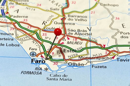 Closeup map of Faro.