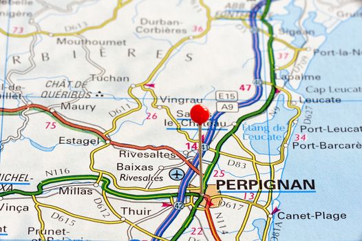 European cities on map series: Perpignan