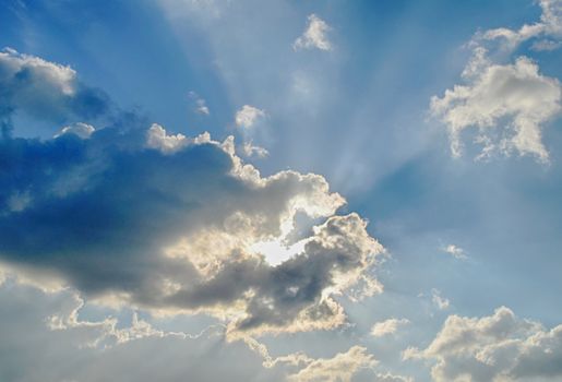 A blue sky with clouds.