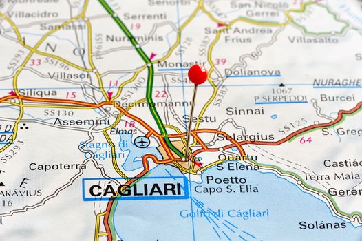 Europe cities on map series: Cagliari