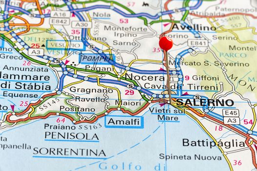 Europe cities on map series: Salerno