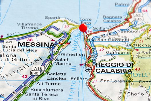 Close up map of Reggio Di Calabria, Reggio Di Calabria is a city in Italy.