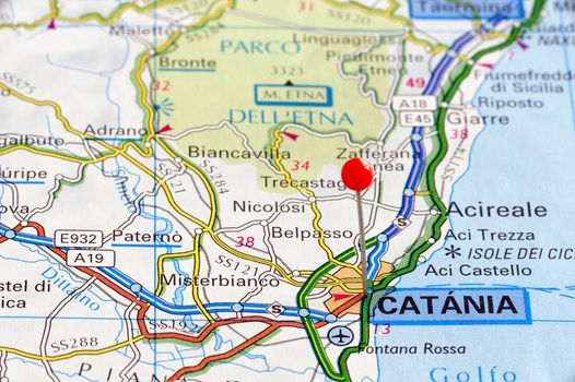 Closeup map of Catania.