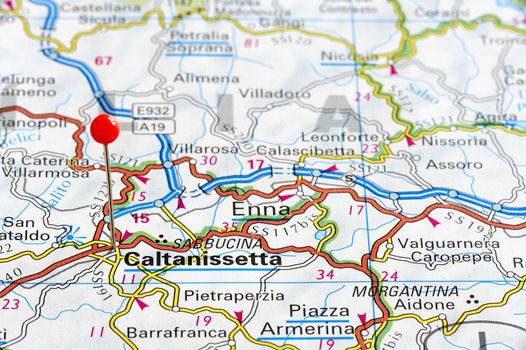 Closeup map of Caltanissetta.