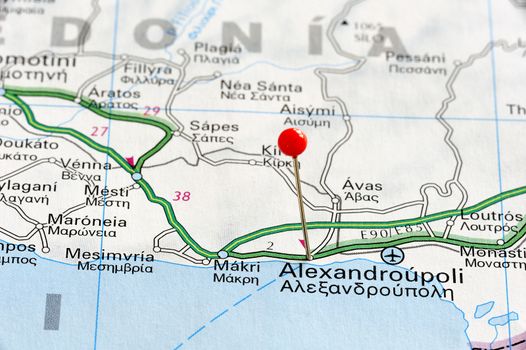 Closup map of Alexandroúpoli. Alexandroúpoli a city in Greece.