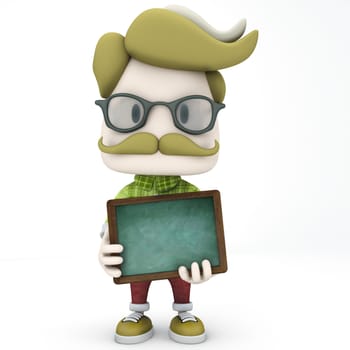 Hipster Man Holding Chalkboard