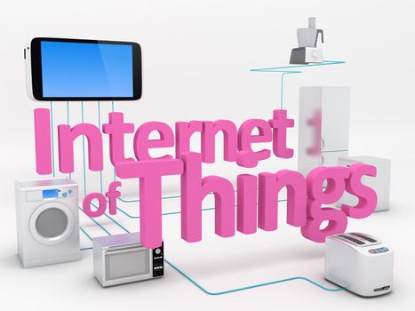 Internet of Things Concept - Home Appliances Connected To Smartphone 