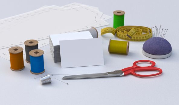 Sewing tools, Tailor kit, mockup