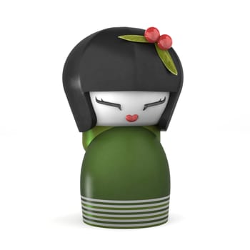 3D Japanese Kokeshi Doll Isolated On White - Female Characters
