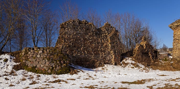   ruins of the fortress located in the village of Krevo, Belarus