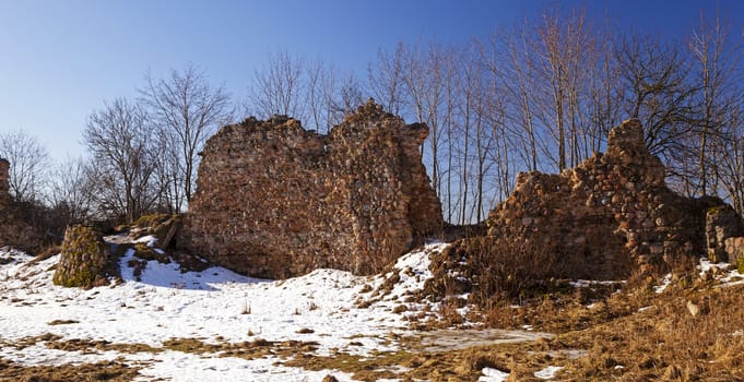   ruins of the fortress located in the village of Krevo, Belarus