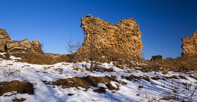   ruins of the fortress located in the village of Krevo, Belarus