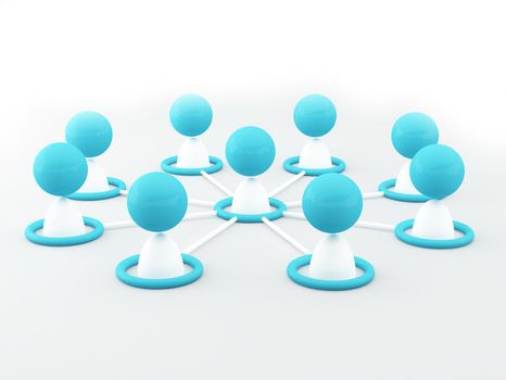 3d image of virtual men on network connection
