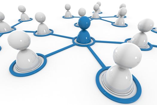 3d image of virtual men on network connection