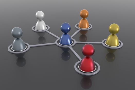 3d image of virtual men on network connection