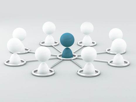 3d image of virtual men on network connection