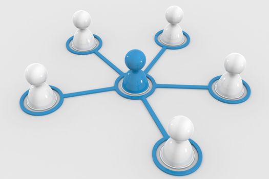 3d image of virtual men on network connection