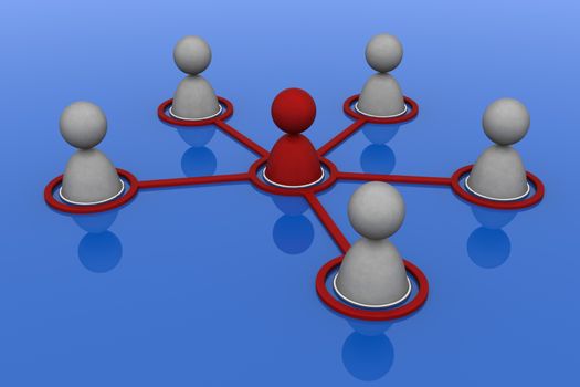 3d image of virtual men on network connection
