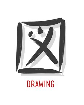 Hand drawn vector illustration or drawing of the japanese symbol for the word: Drawinf