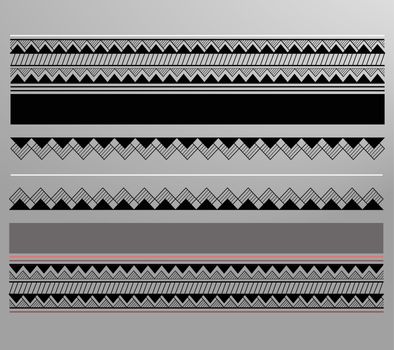 Vector illustration or drawing of a geometric lined maori pattern
