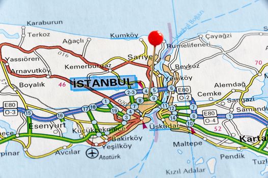 Closeup map of Istanbul.