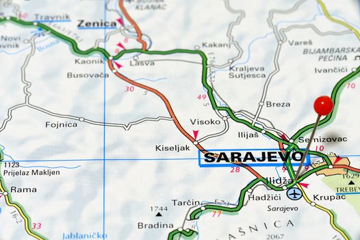 Europe cities on map series: Sarajevo
