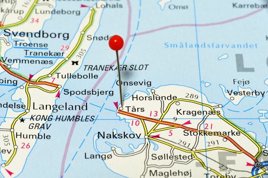 Closeup map of Nakskov. Nakskov a city in Denmark.