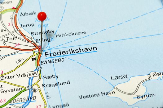 Map of Frederikshavn in Denmark