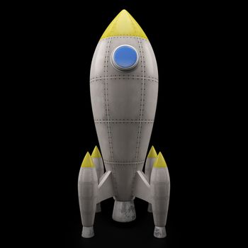 Rocket isolated on black background (3D Render)