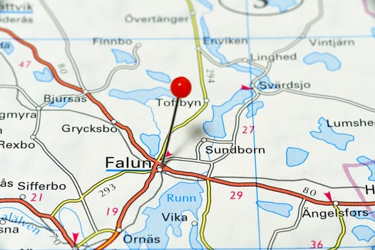 Closeup map of Ludvika. Ludvika a city in Sweden.