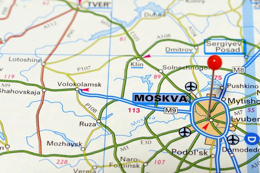 Closeup map of Moskva. Moskva i city in Russia